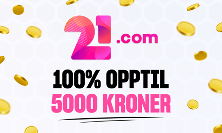 21.com casino gir alle nye spillere 100% opptil 5000 kroner i bonuspenger