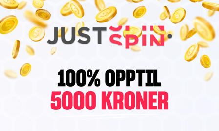 justspin tilbyr 100% opptil 5000 kroner til alle nye spillere
