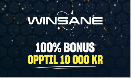 Winsane har en velkomstbonus som gir deg opptil 10 000 kroner