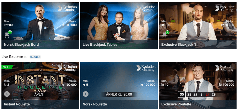 nordicbet live casino spill